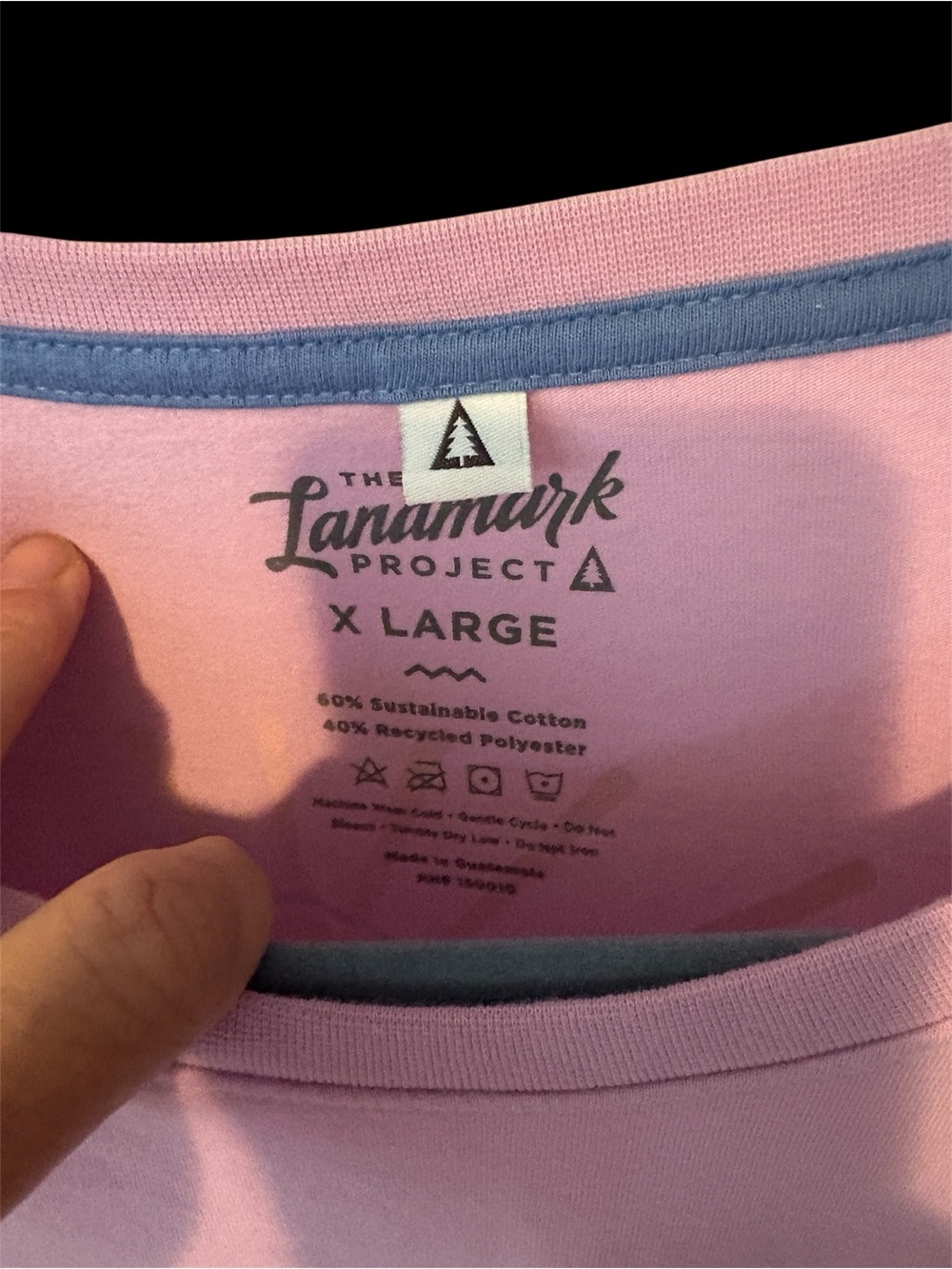 Unisex Anama Pink Short Sleeve Tee with Navy Pocket Detail - Picture 3 of 3